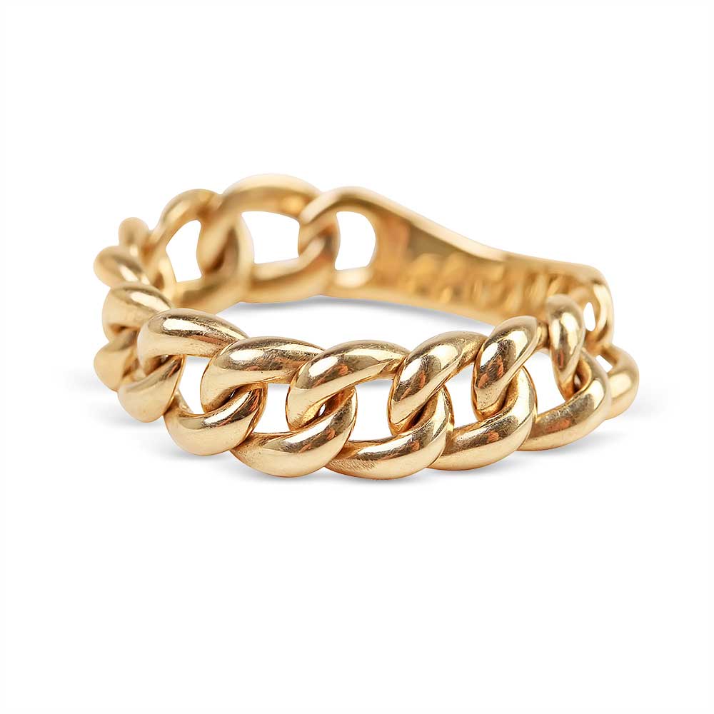 Solid 14kgold Chain Ring Chain Ring Chunky Chain Ring Curb Chain