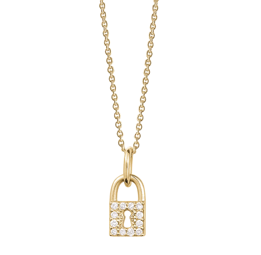 14kt Gold and Full Diamond Love Lock Necklace