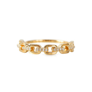 14K GOLD AND DIAMOND LINK RING