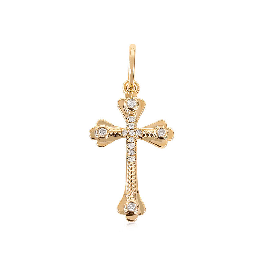 14K GOLD DIAMOND INTRICATE CROSS CHARM