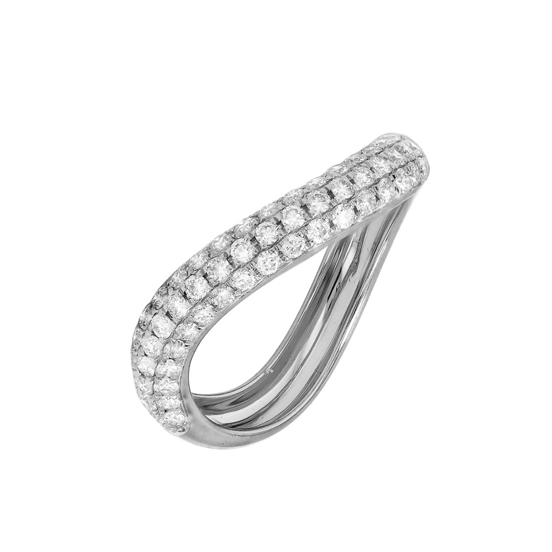 14K GOLD LARGE DIAMOND WAVE RING