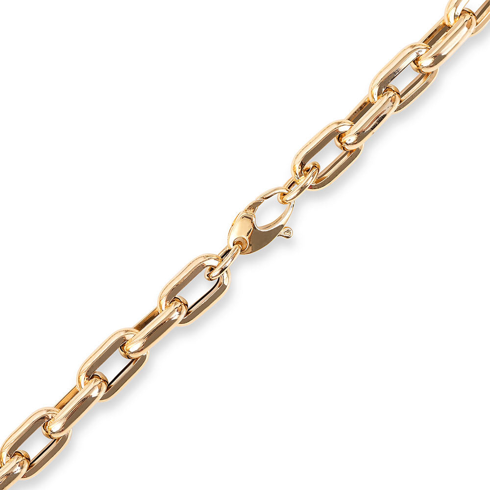 14K GOLD RECTANGULAR LINK CHAIN NECKLACE