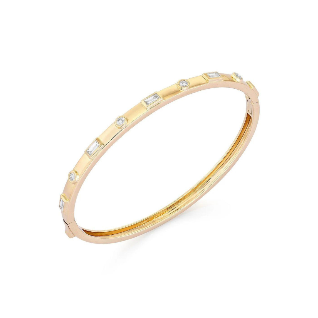 INSET BAGUETTE AND BRILLIANT DIAMOND BANGLE