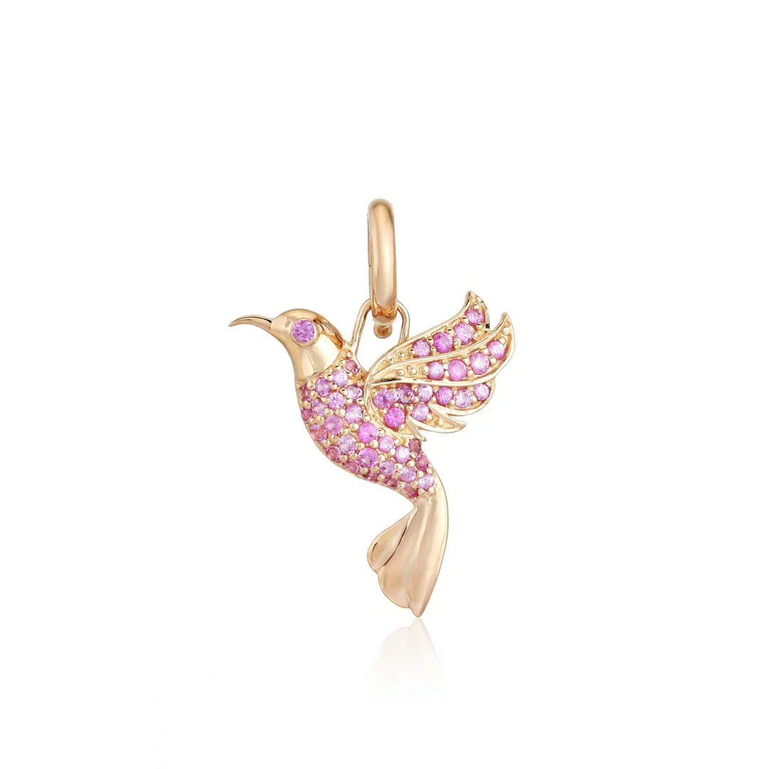 PINK 14K GOLD HUMMINGBIRD CHARM