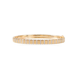 14K GOLD DIAMOND FLUTED BANGLE