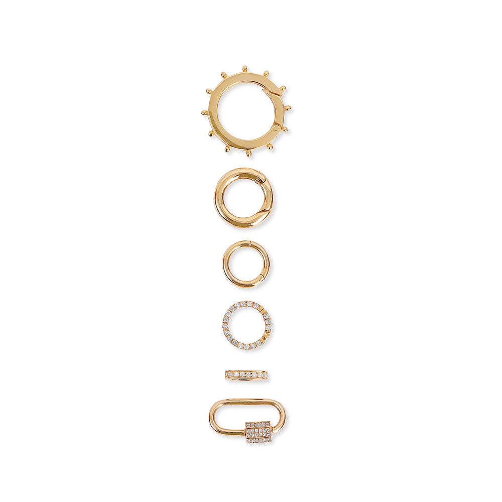 14K GOLD ROUND PUSH CONNECTOR WITH BEADED EDGE