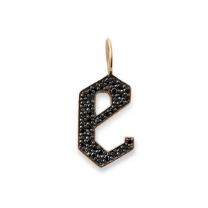 14K Black Diamond Gothic Initial Bracelet