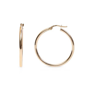 14K GOLD 30 MM TUBE HOOPS