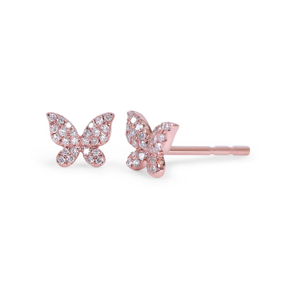 DIAMOND BUTTERFLY STUD EARRING ROSEGOLD  SMALL