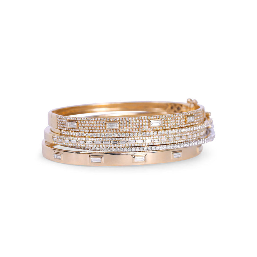 Large Yellow Gold Diamond Bangle Bracelet Move Romane