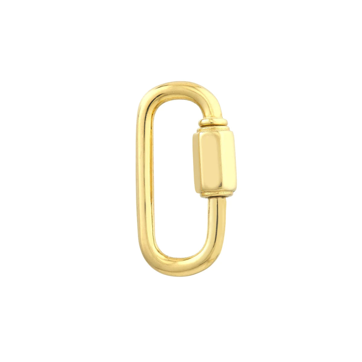 14K Gold Carabiner Necklace, 14K Oval Carabiner Jewelry, 14K Gold Carabiner Lock, Gold Elongated Link, Gold Carabiner Lock, Carabiner Gold