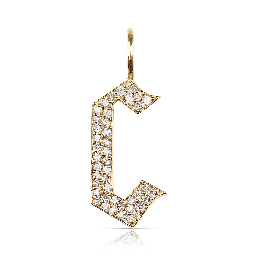 Diamond Gothic Letter Charm, P