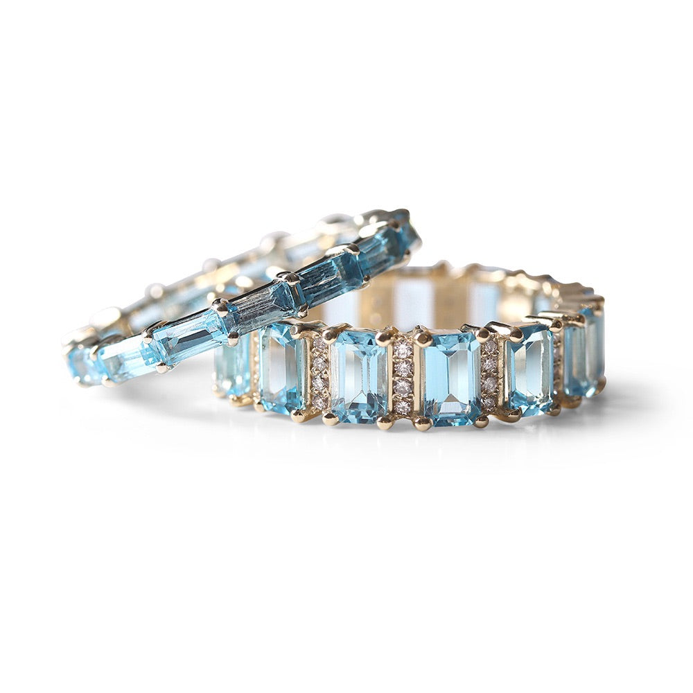 BLUE TOPAZ AND DIAMOND ETERNITY BAND